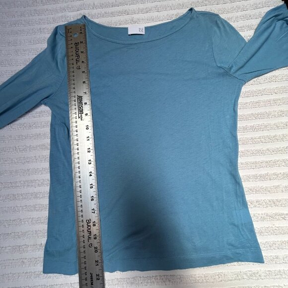 TSE Women's Top 3/4 Sleeve Knit Cotton Round Neck T-Shirt Blue Size Small - Picture 6 of 9